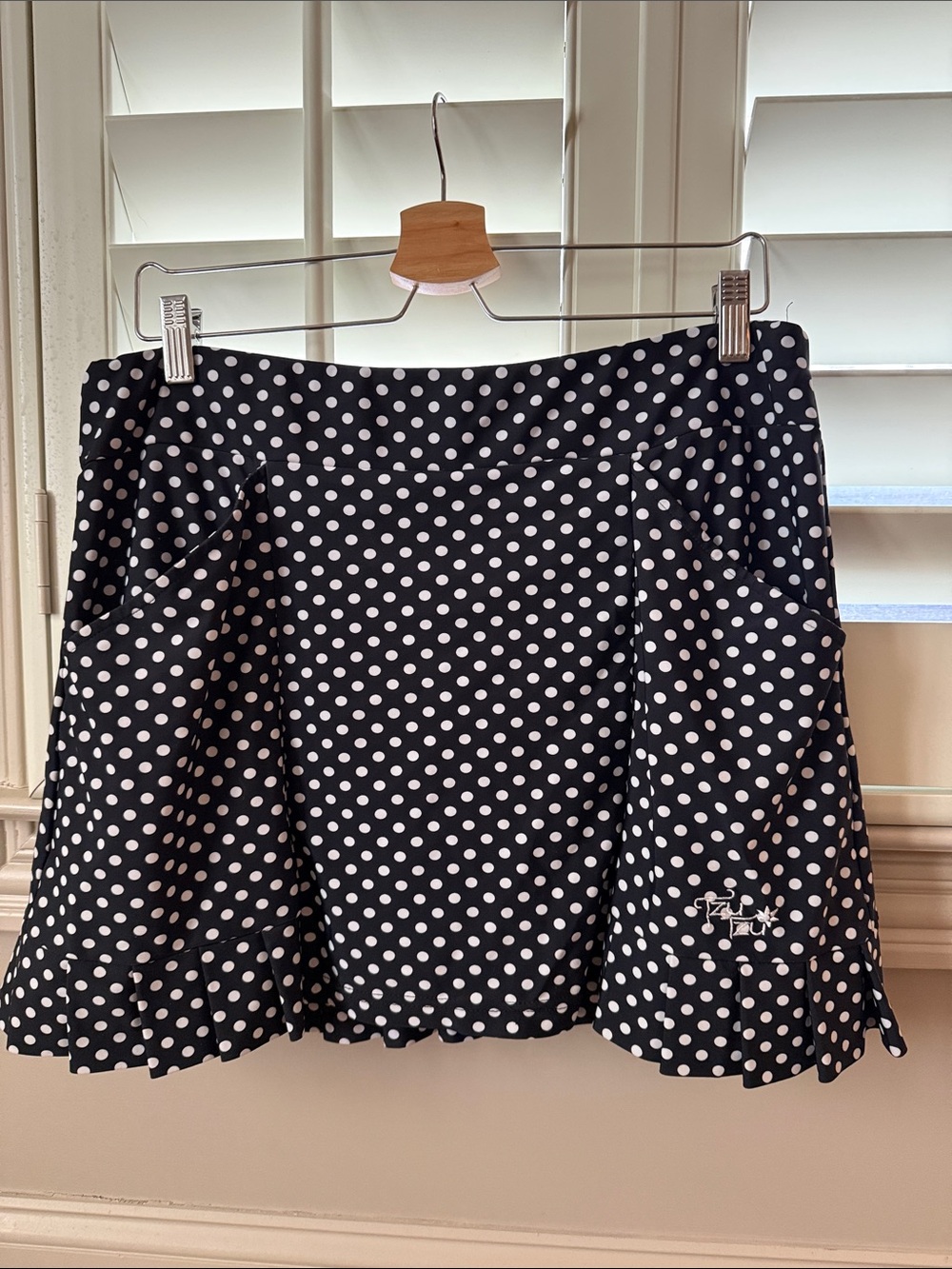 Tzu Tzu Black with White Polka Dot Skort